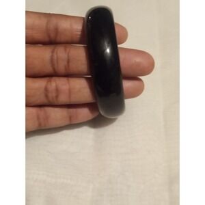 Vintage Black Lucite Chunky Plastic Bangle Bracelet VTG MOD 80's  3/4 in wide